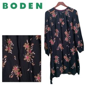 Boden Dress Size 6R Black Dress with Floral Pattern